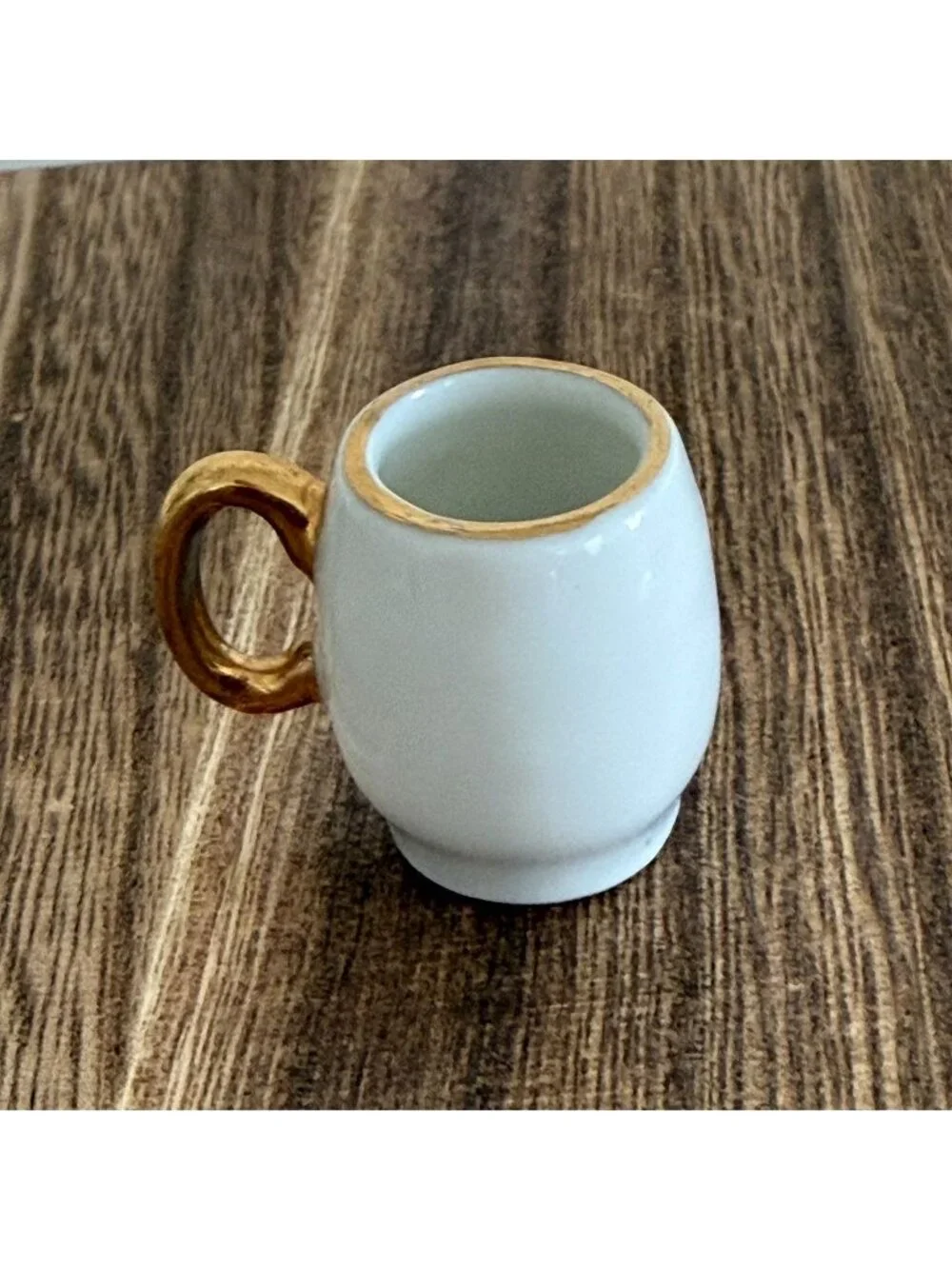 Vintage Miniature Porcelain Dollhouse Mug Ship Nautical Scene Gold Handle 1